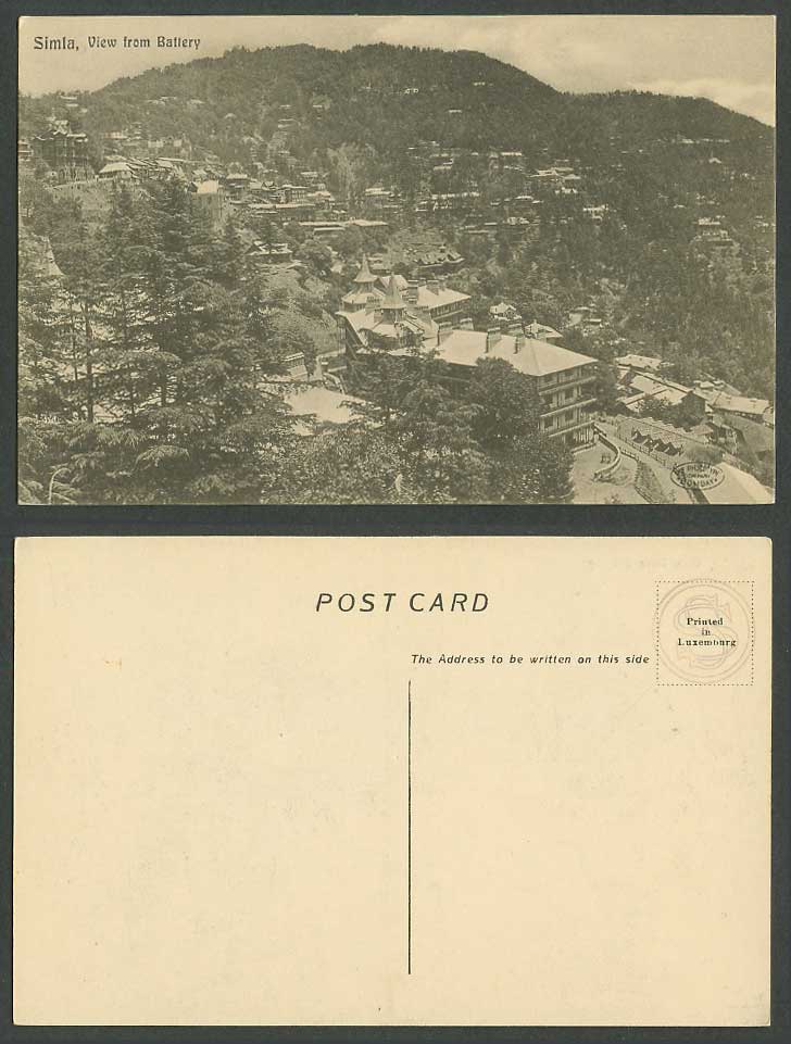 India Old Postcard View from Battery Simla Shimla Mountain Panorama General View
