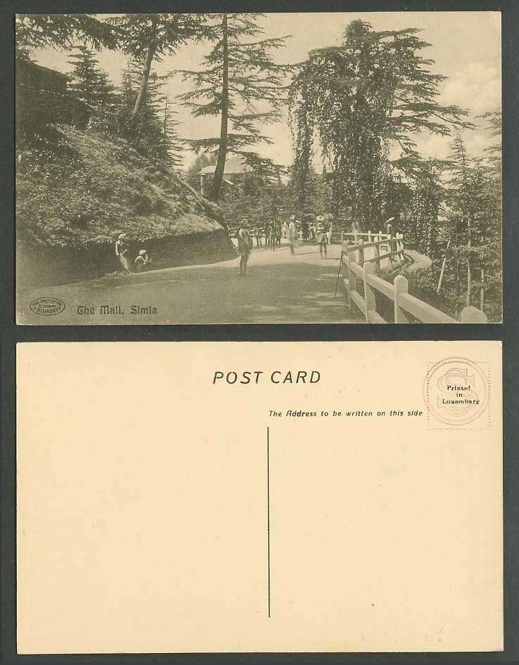 India Old Postcard The Mall Simla Shimla Street Scene Natives, Phototype Company