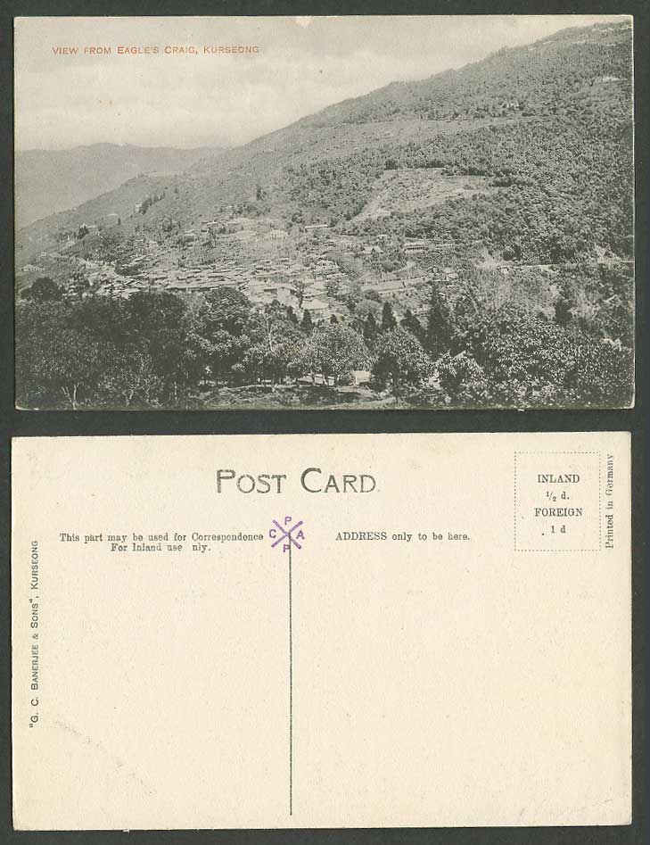 India Old Postcard View from Eagle's Craig Kurseong, Darjeeling Hills Mountains