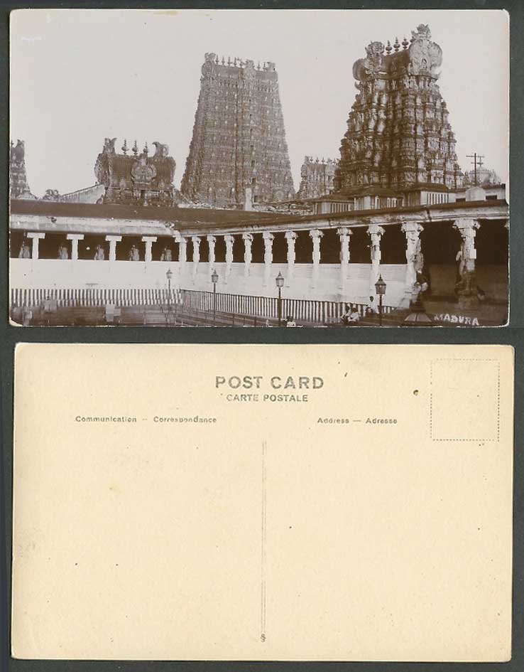 India Old Real Photo Postcard Meenakshi Amman Temple Madurai, Pagodas Tamil Nadu