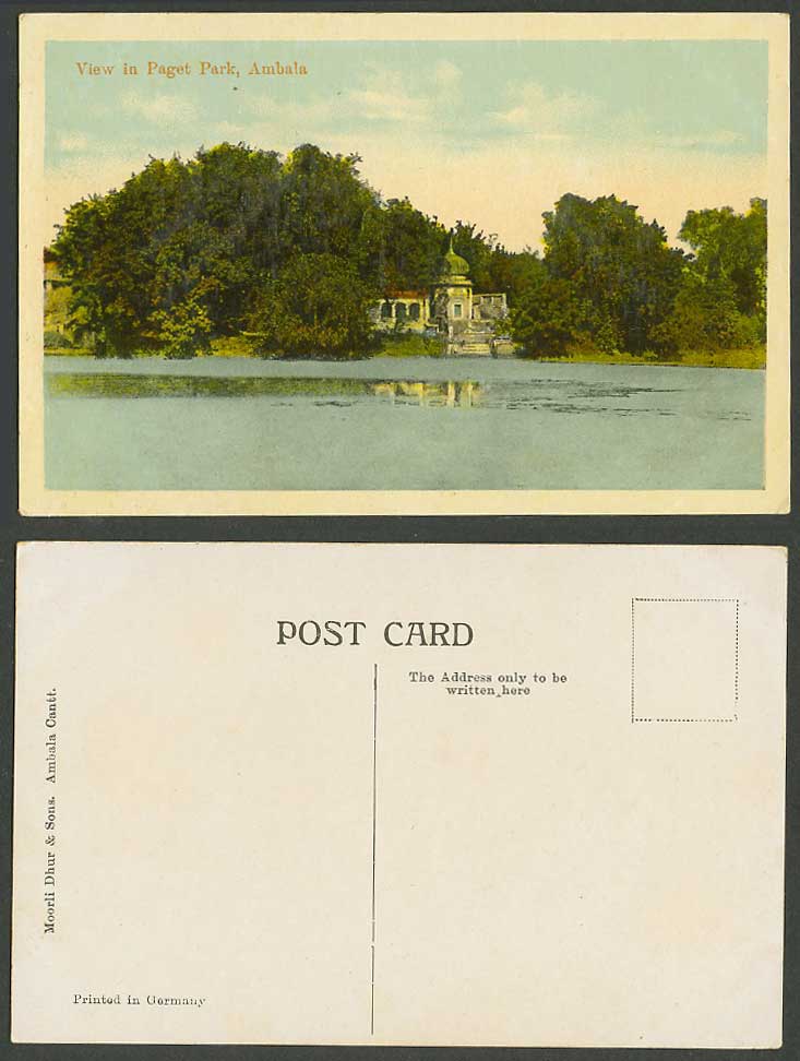 India Old Colour Postcard View in Paget Park, Ambala Cantt, Moorli Dhur & Sons