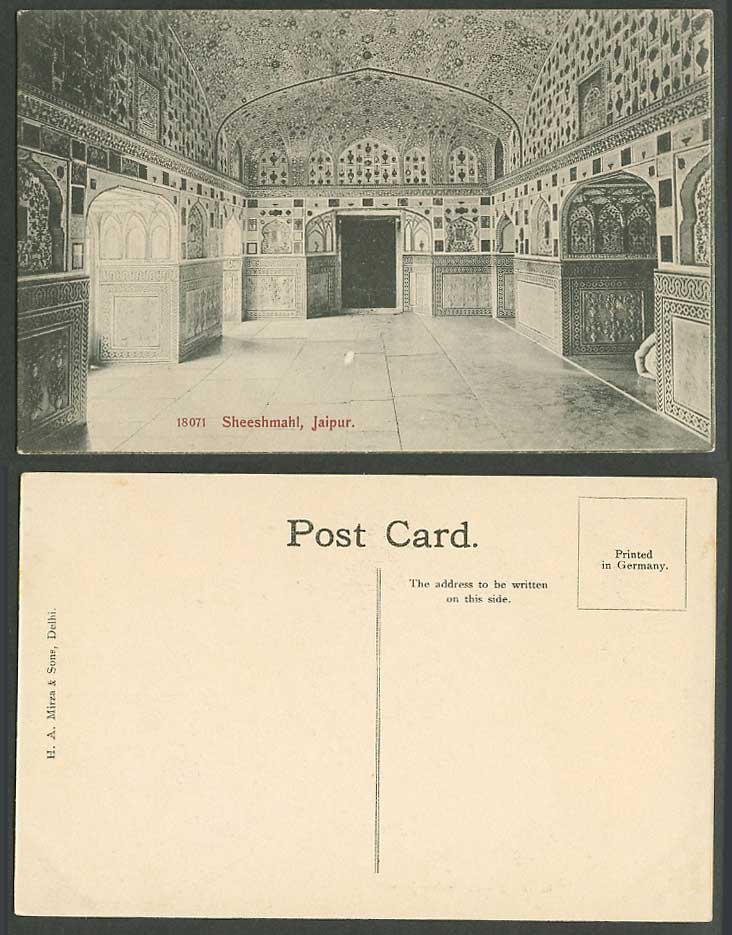 India Old Postcard Sheeshmahl Jaipur Jeypore Interior Sheesh Mahl Mahal No.18071