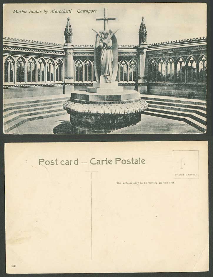 India Old Postcard Marble Statue by Marochetti Cawnpore Kanpur Angel Statue 231.