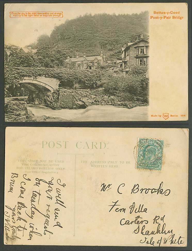 Hold to the Light Bettws-y-Coed Pont-y-Pair Bridge River Scene 1904 Old Postcard