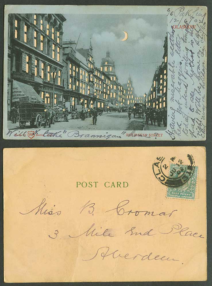 Hold to The Light Glasgow Buchanan Street Scene Tourist Office 1902 Old Postcard