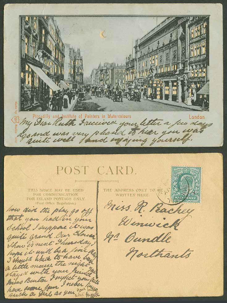 Hold to The Light London Piccadilly Institute of Painters WCs. 1904 Old Postcard