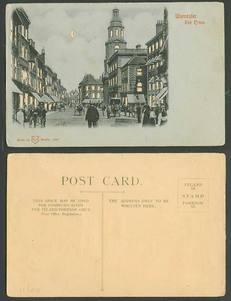 Hold to the Light Novelty Worcester The Cross Street Scene New Moon Old Postcard