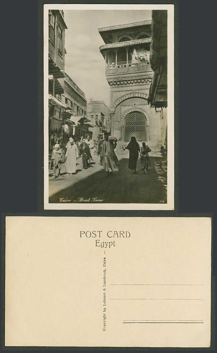 Egypt Old Real Photo Postcard Cairo Street Scene, Native House w Terrace Balcony