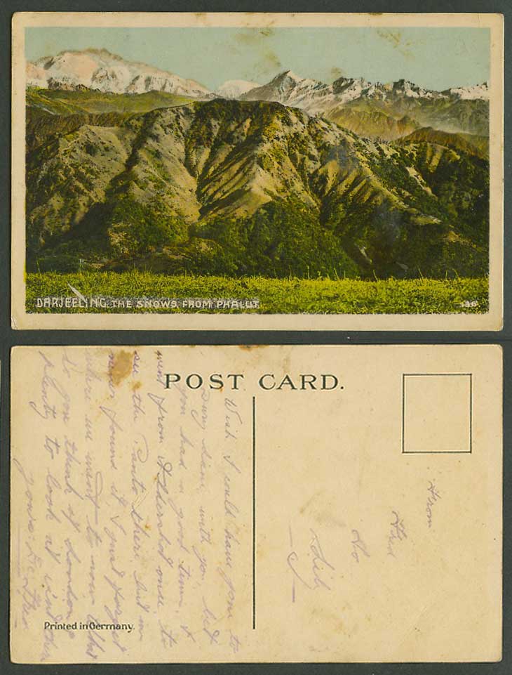 India Old Colour Postcard Darjeeling The Snows from PHALUT Snowy Mountains N.136