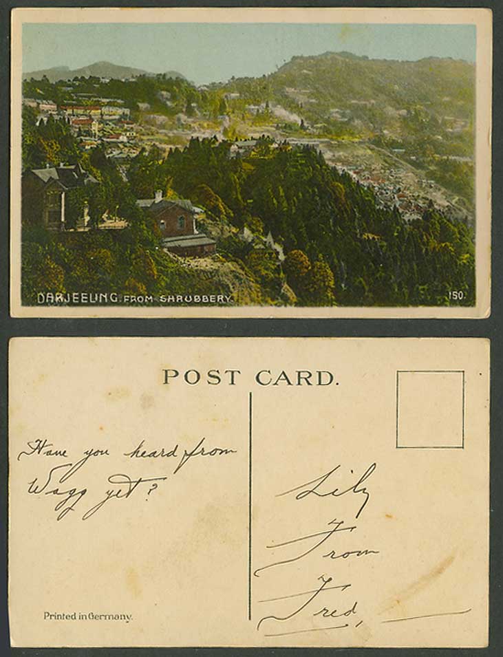 India Old Colour Postcard Darjeeling from Shrubbery Mountains Panorama Hills 150
