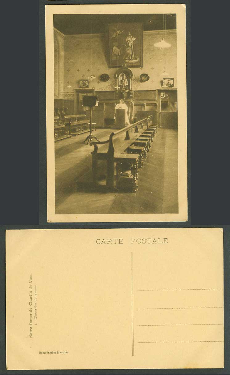 France Old Postcard Notre Dame de Charlie de Caen, Choeur des Religieuses, Choir