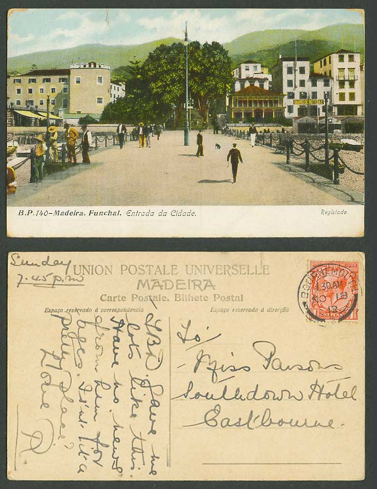 Portugal 1912 Old Postcard Madeira Funchal Entrada da Cidade, Diario de Noticias