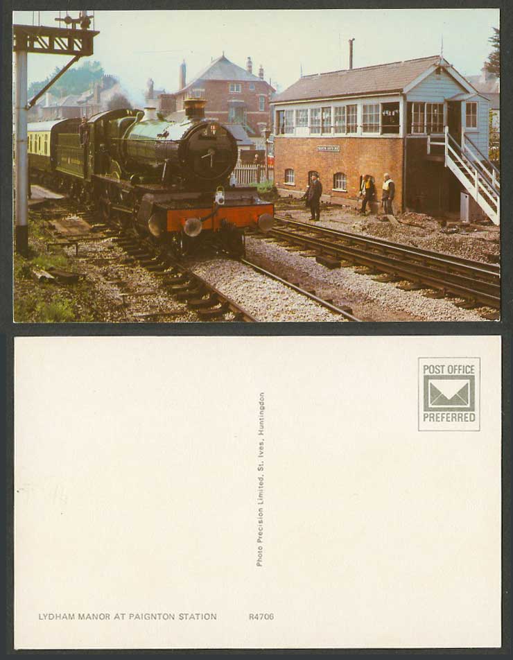 Lydham Manor at Paignton Station, Devon, Locomotive Train, Railway Old Postcard