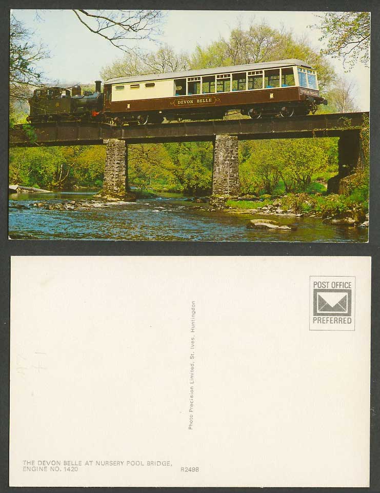 Devon Belle at Nursery Pool Bridge Engine No. 1420 Locomotive Train Old Postcard