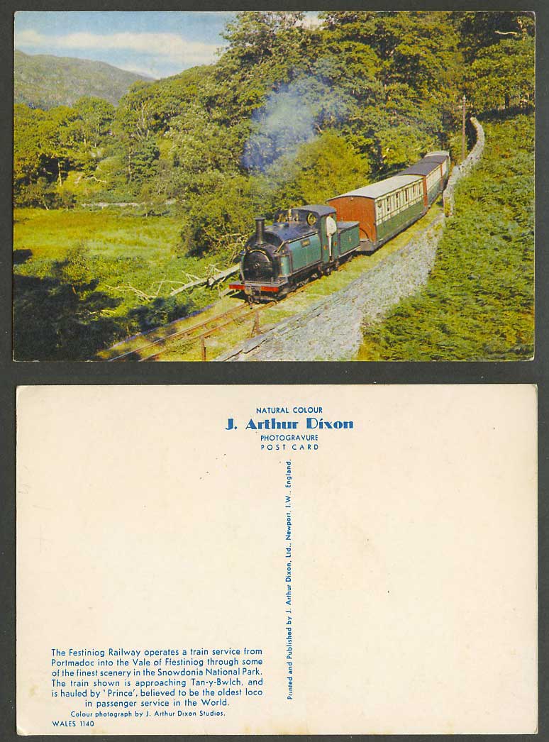Ffestiniog Railway Locomotive Train Tan-y-Bwlch Prince Oldest loco. Old Postcard
