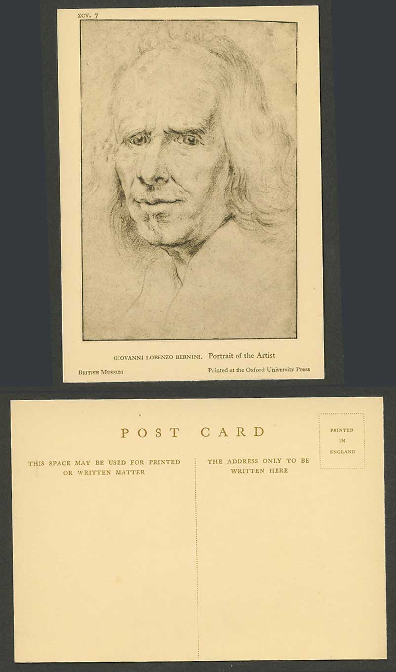 Giovanni Lorenzo Bernini Portrait of The Artist Italian Drawing ART Old Postcard