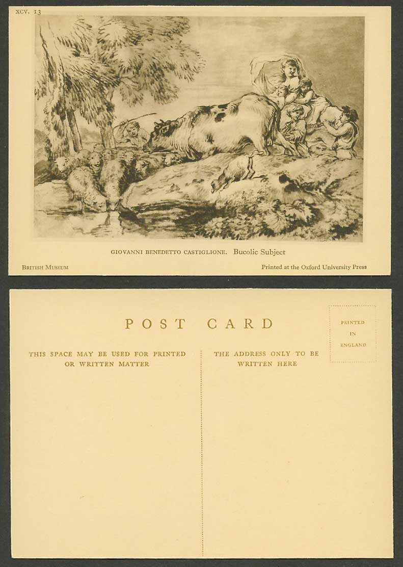 Giovanni Benedetto Castiglione Bucolic Subject, Shepherd Cattle Dog Old Postcard
