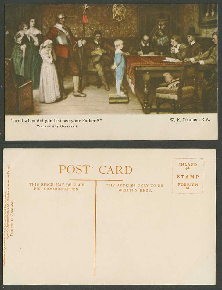 And When did you last see your Father? Walker Art Gallery WF Yeames Old Postcard