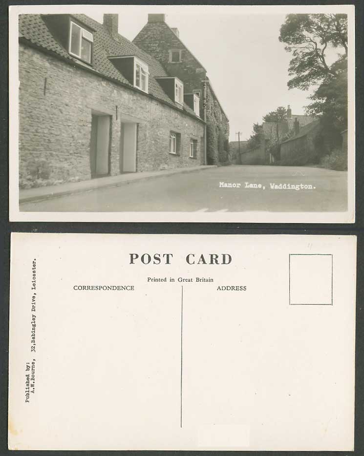 Waddington Village, Manor Lane Street Scene Lincolnshire Old Real Photo Postcard