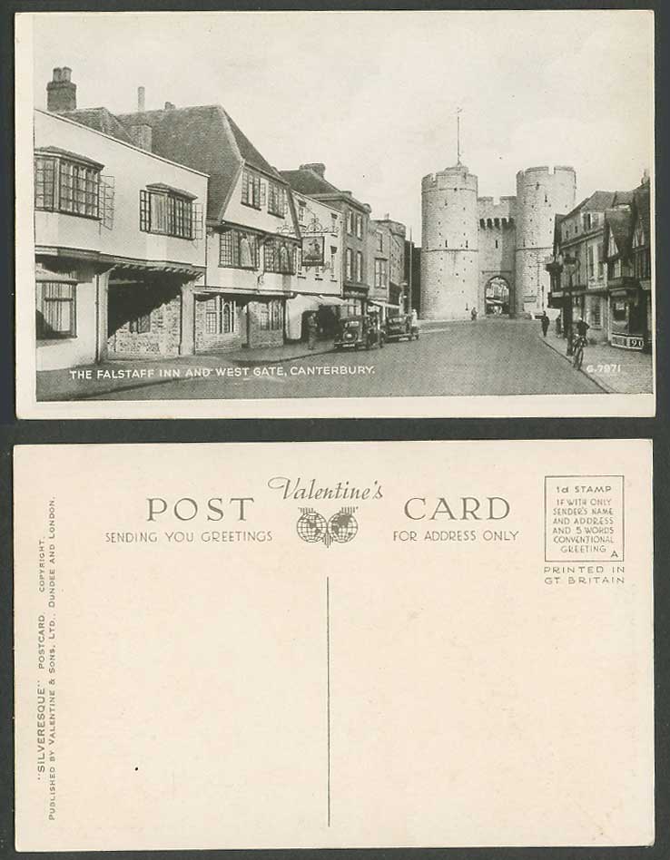Canterbury, The Falstaff Inn & West Gate Westgate Street Scene Kent Old Postcard