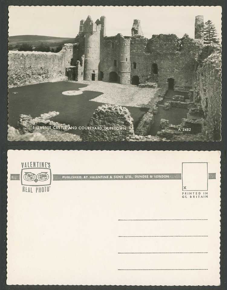 Moray Old Real Photo Postcard Dufftown, Balvenie Castle and Courtyard Ruins Hill
