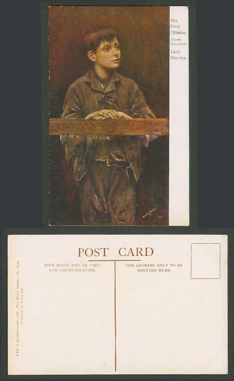 His First Offence, Lady Stanley Dorothy Tate Gallery London Boy Old ART Postcard