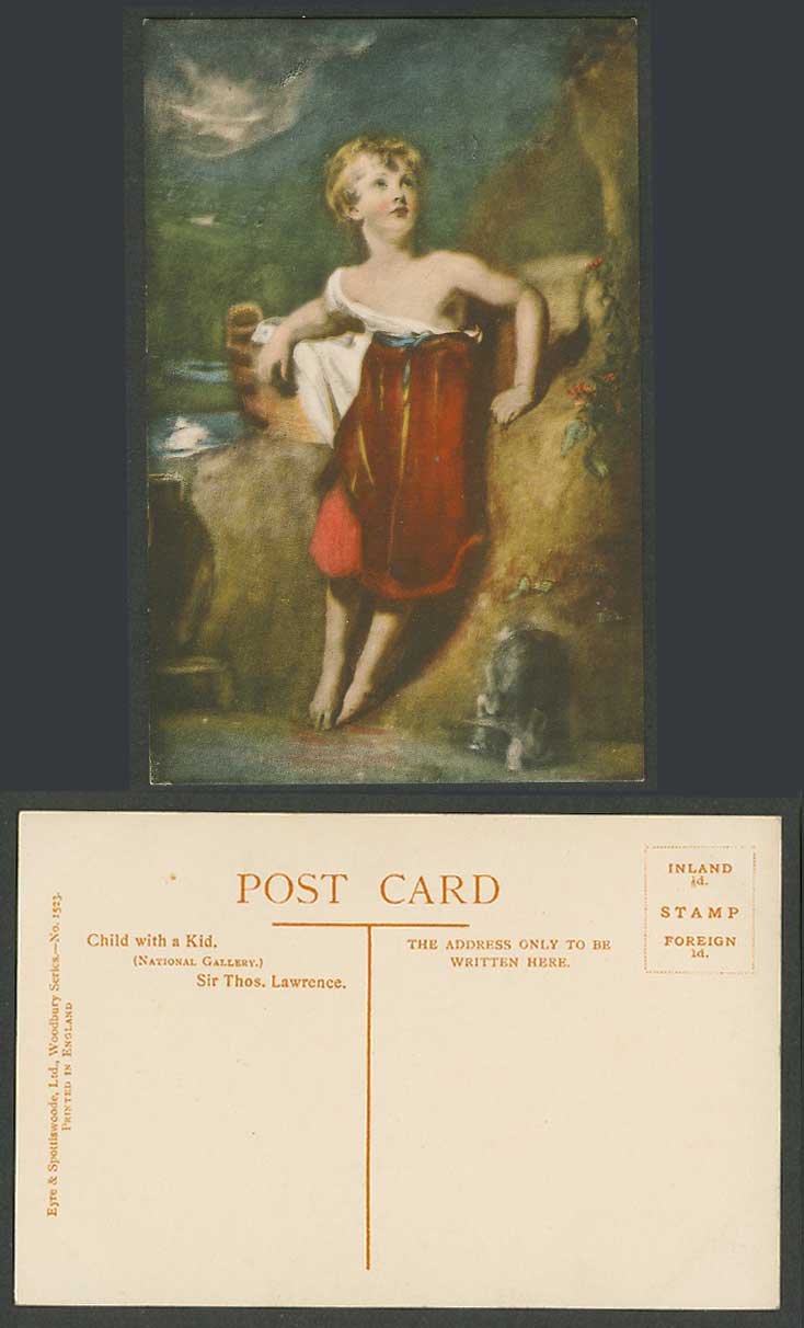 Child with a Kid Sir Thos Lawrence National Gallery London Girl Old ART Postcard