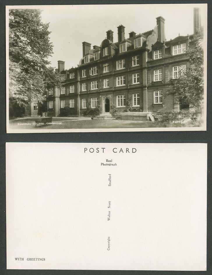 Emmanuel College, University of Cambridge Cambridgeshire Old Real Photo Postcard