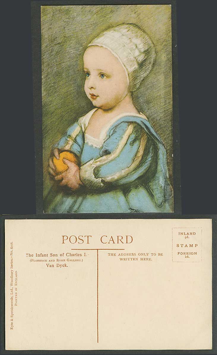 Van Dyck, The Infant Son of Charles I Florence and Rome Gallery Old ART Postcard
