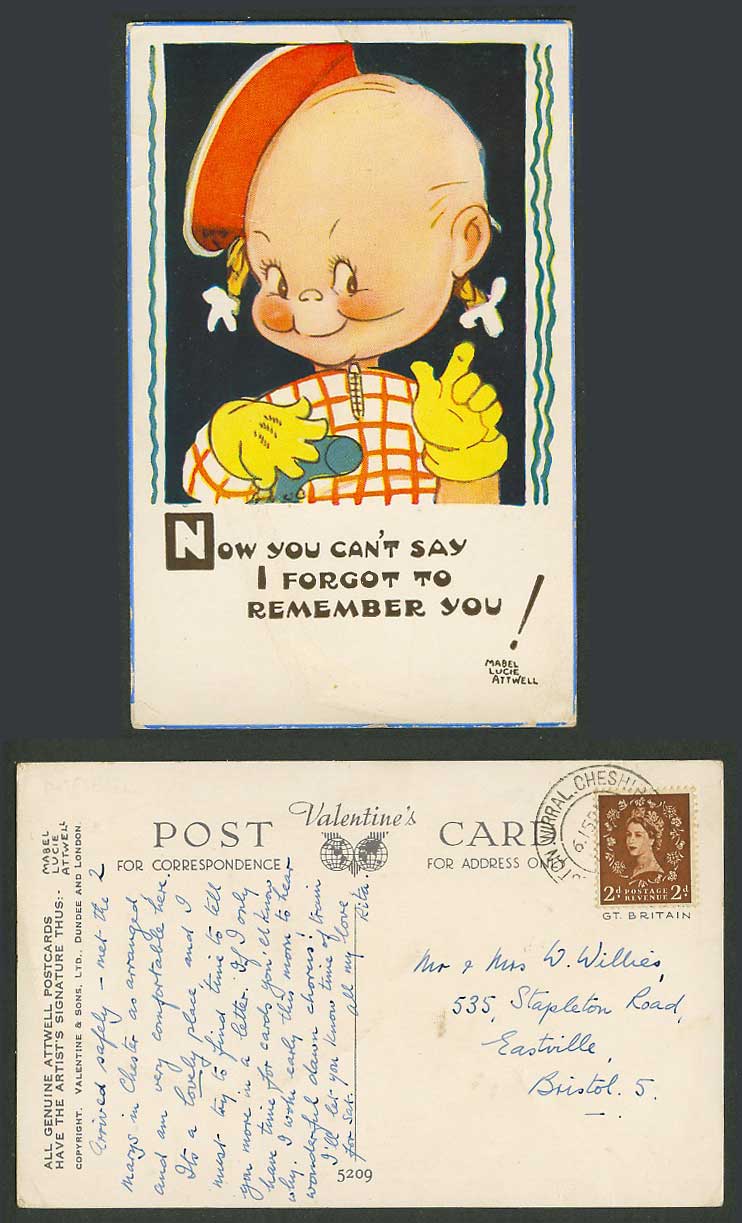 MABEL LUCIE ATTWELL 2d Old Postcard You Can't Say I Forgot to Remember You! 5209
