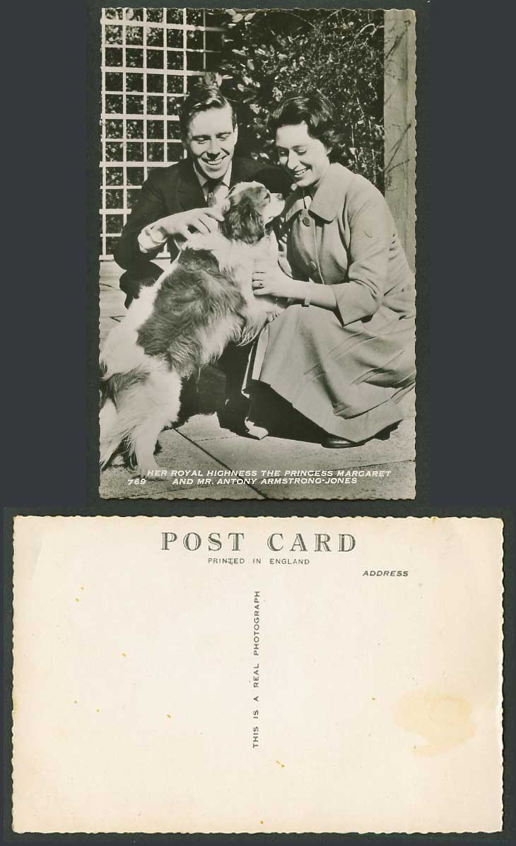 H.R.H. Princess Margaret Antony Armstrong-Jones Dog Puppy Pet Old Photo Postcard