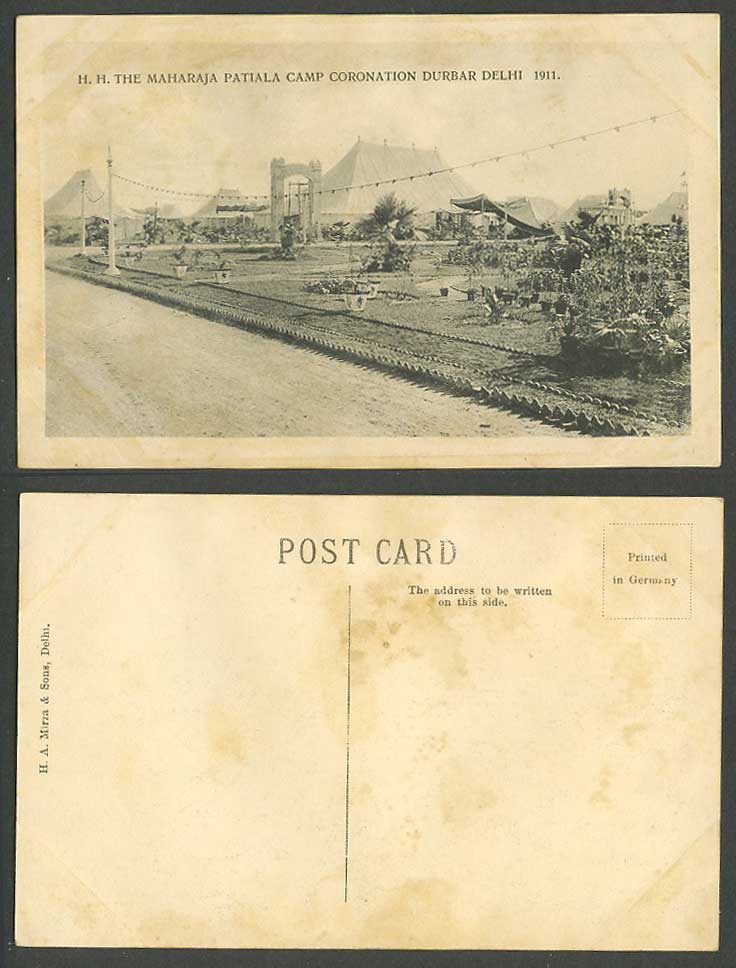 India H.H. Maharaja Patiala Camp Coronation Durbar Delhi 1911 Old Postcard Tents