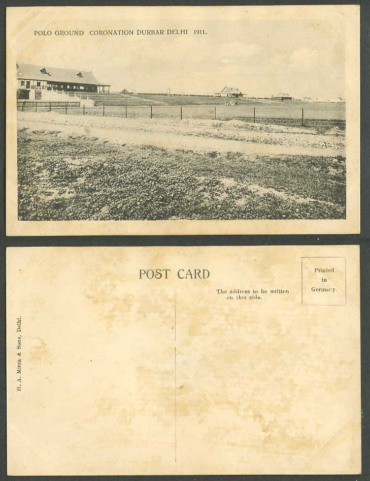 India POLO GROUND 1911 Old Postcard Coronation Durbar Delhi Sport Steps Panorama