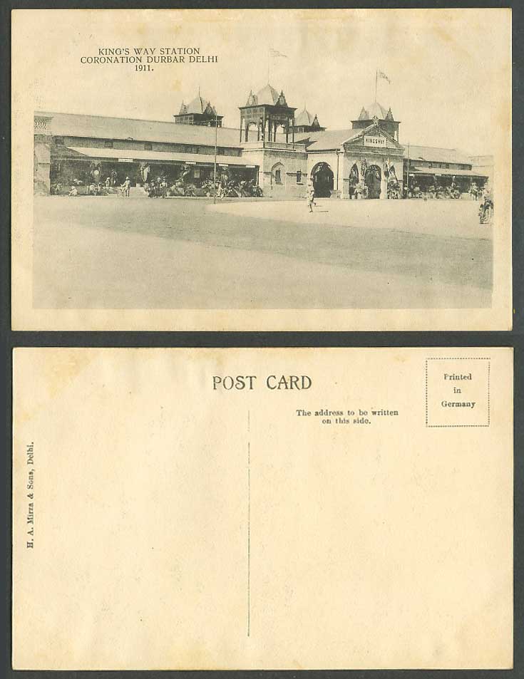 India Kingsway King's Way Railway Station Coronation Durbar 1911 Old Postcard DH