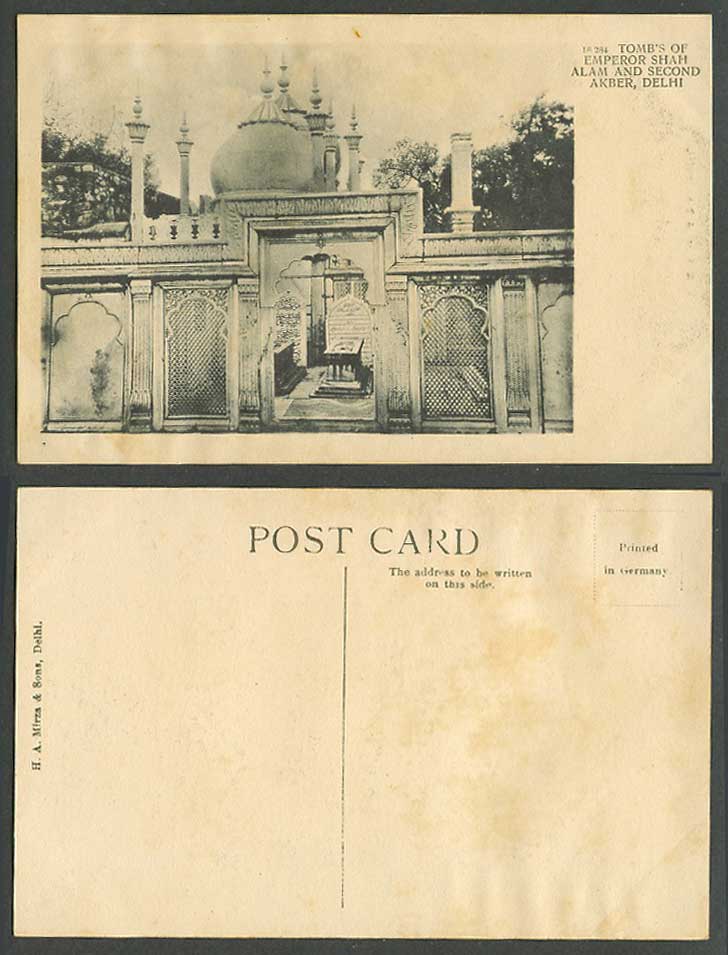 India Old Postcard Tomb's of Emperor Shah Alam, 2nd Second Akber Delhi Arch Gate