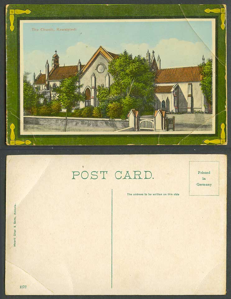 Pakistan Old Colour Postcard THE CHURCH, RAWALPINDI, Entrance British India 1577