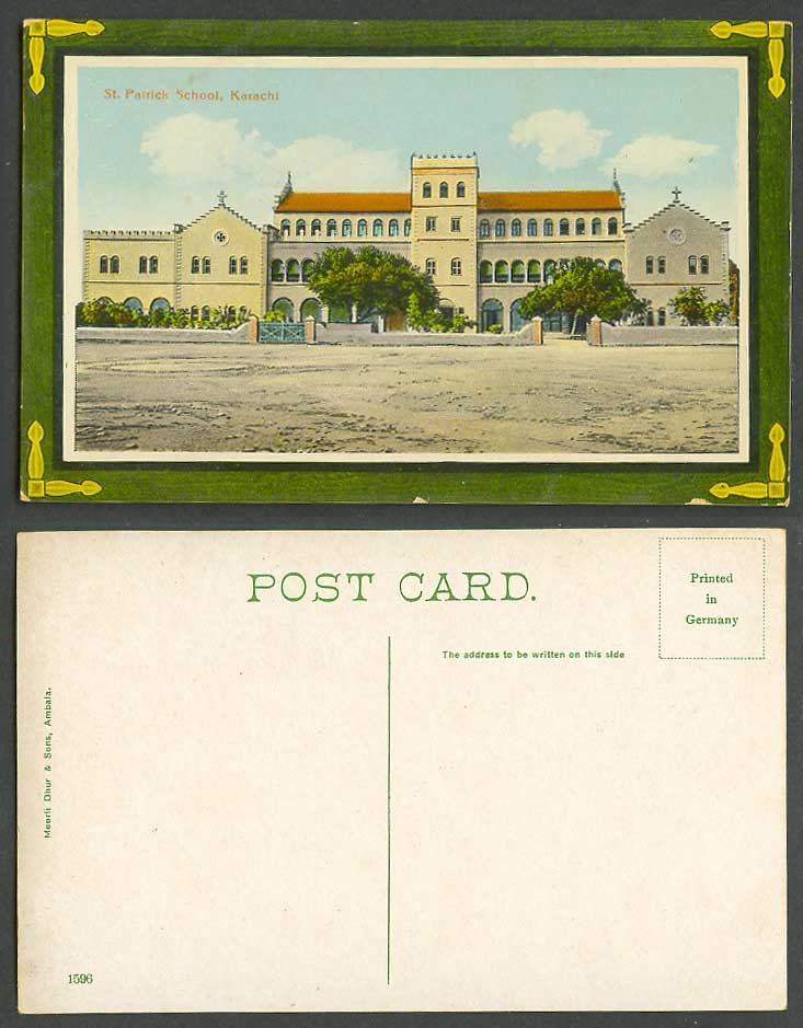 Pakistan Old Colour Postcard Karachi St. Patrick School Gates British India 1596