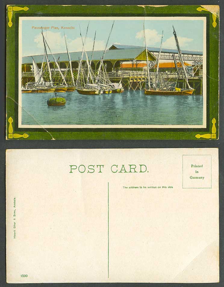 Pakistan Old Colour Postcard Passenger Pier Karachi, Native Boats Harbour, India