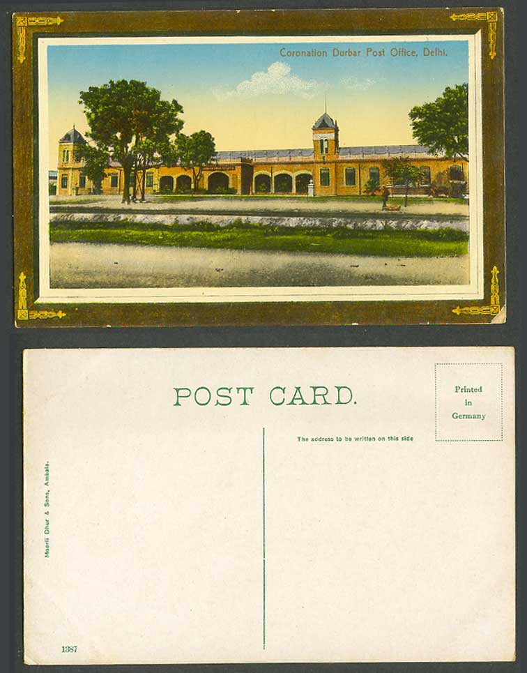 India Coronation Durbar Post Office Delhi 1911 Old Colour Postcard Moorli D 1387