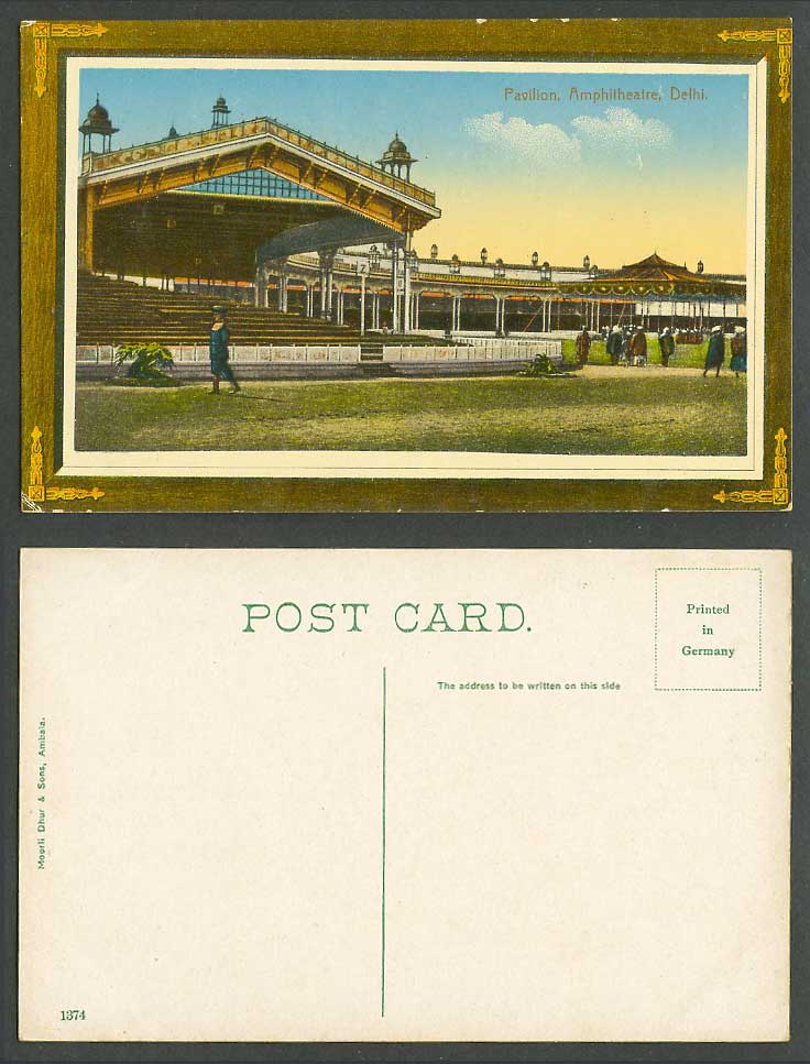 India Amphitheatre Pavilion Coronation Durbar Delhi 1911 Old Color Postcard 1374