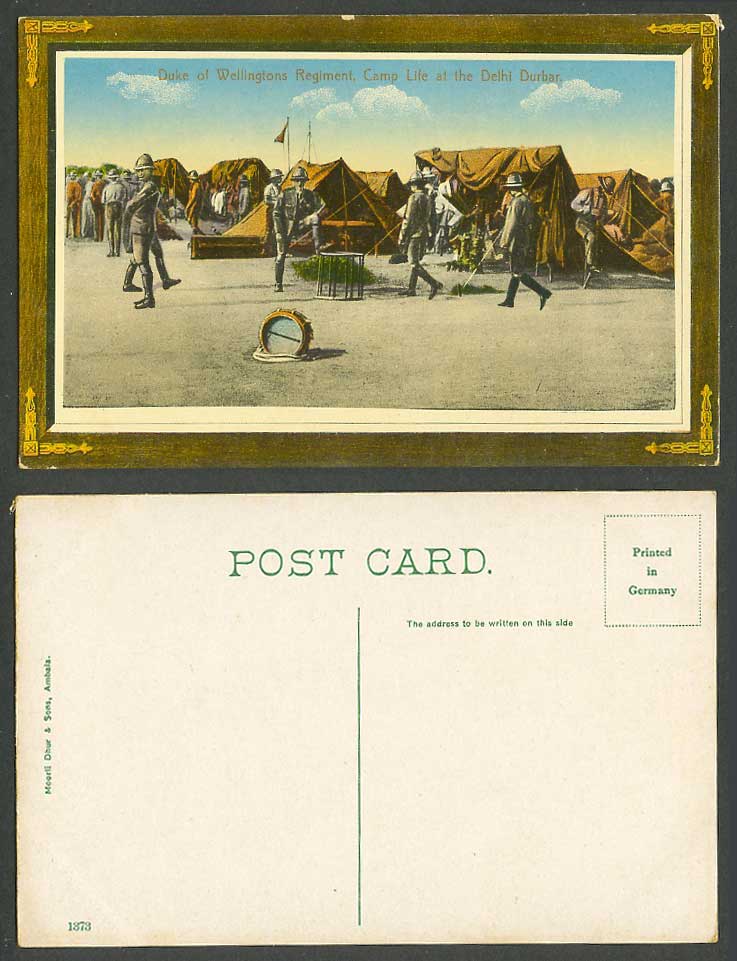 India Duke of Wellington Regiment Camp Coronation Durbar Delhi 1911 Old Postcard