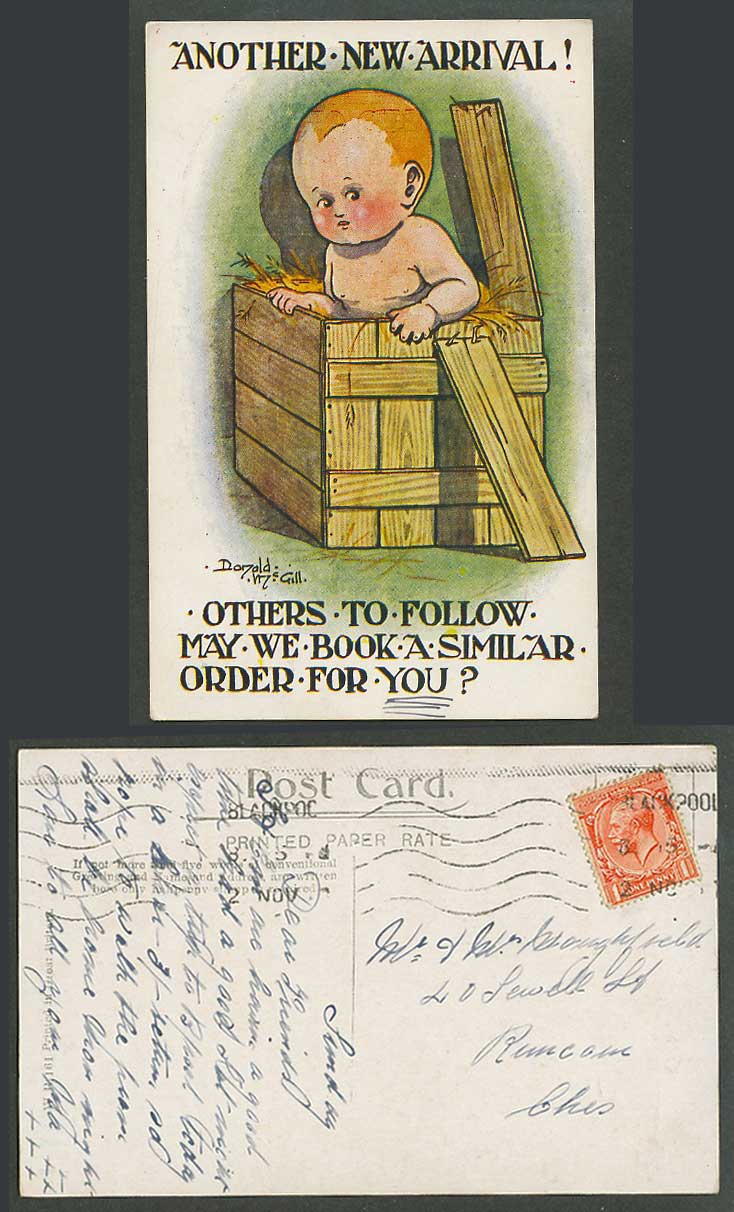 Donald McGill 1918 Old Postcard Another New Arrival Others to follow Similar F U