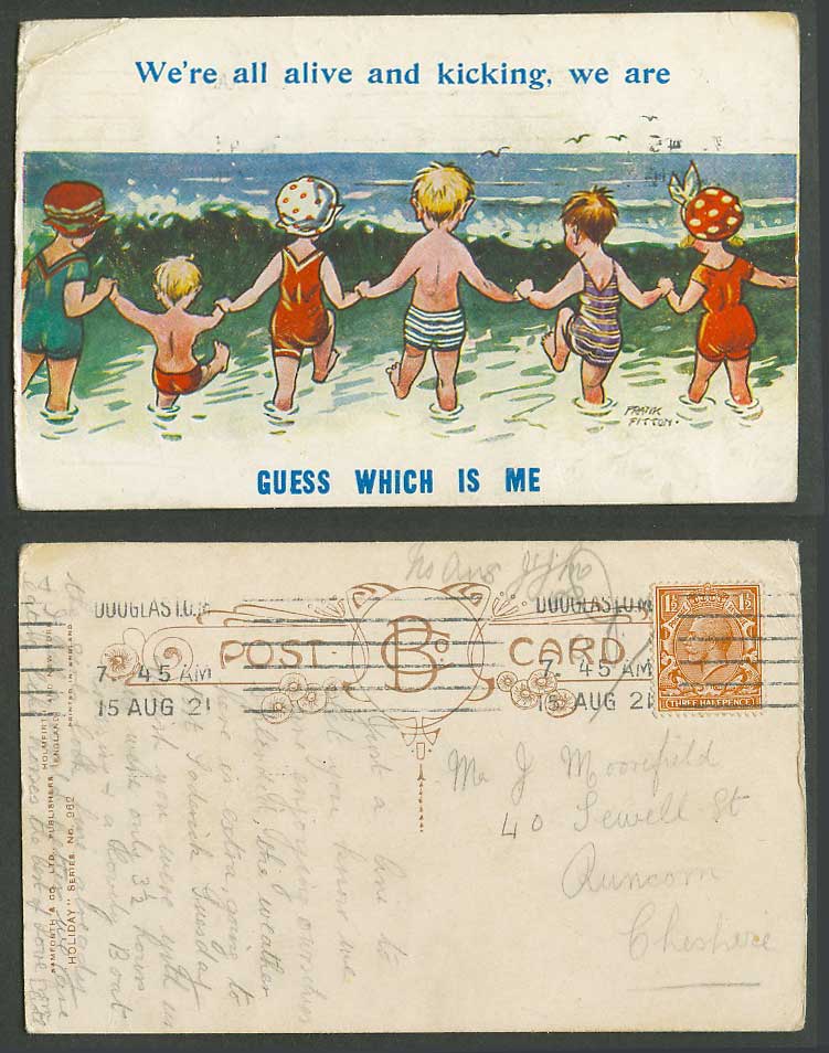 Pratik Fitton 1921 Old Postcard We're alive & kicking guess which is me Children
