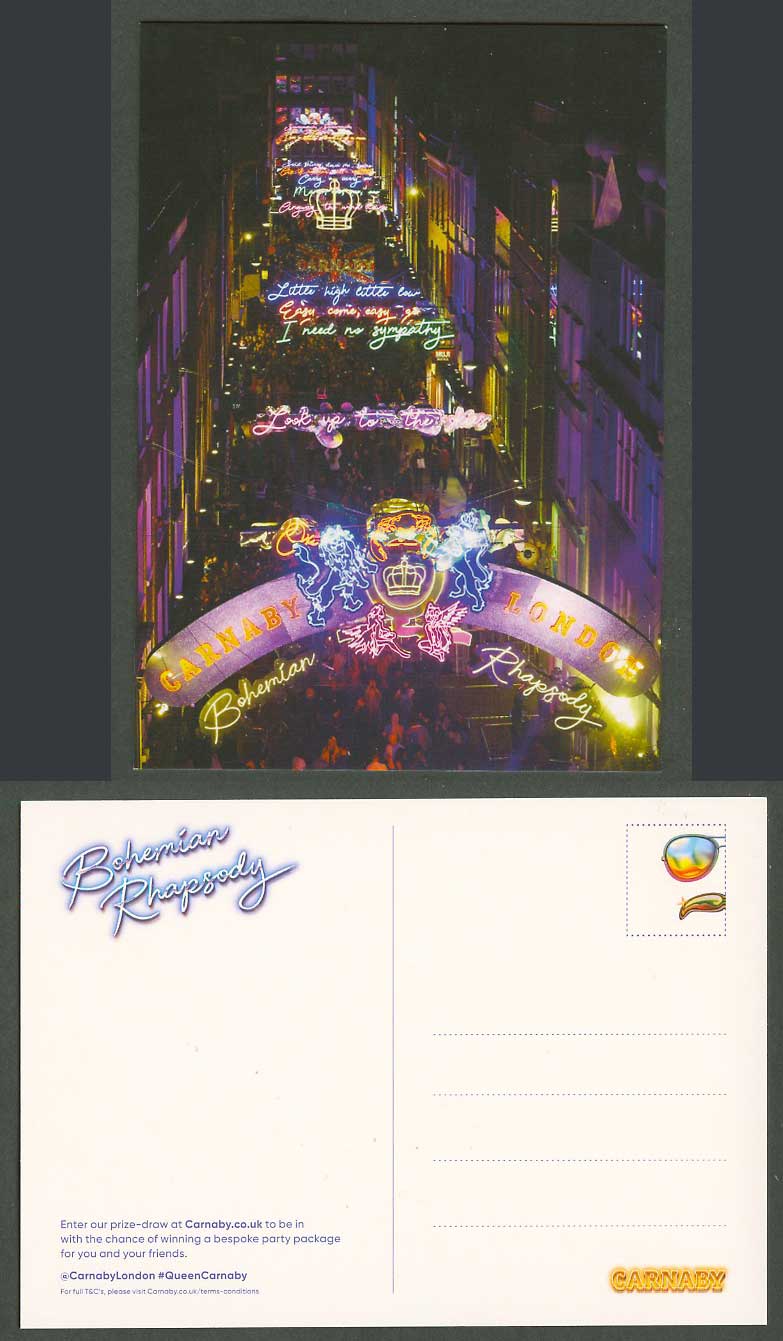 London Carnaby Street Bohemian Rhapsody Xmas Light Decorations Adverts. Postcard