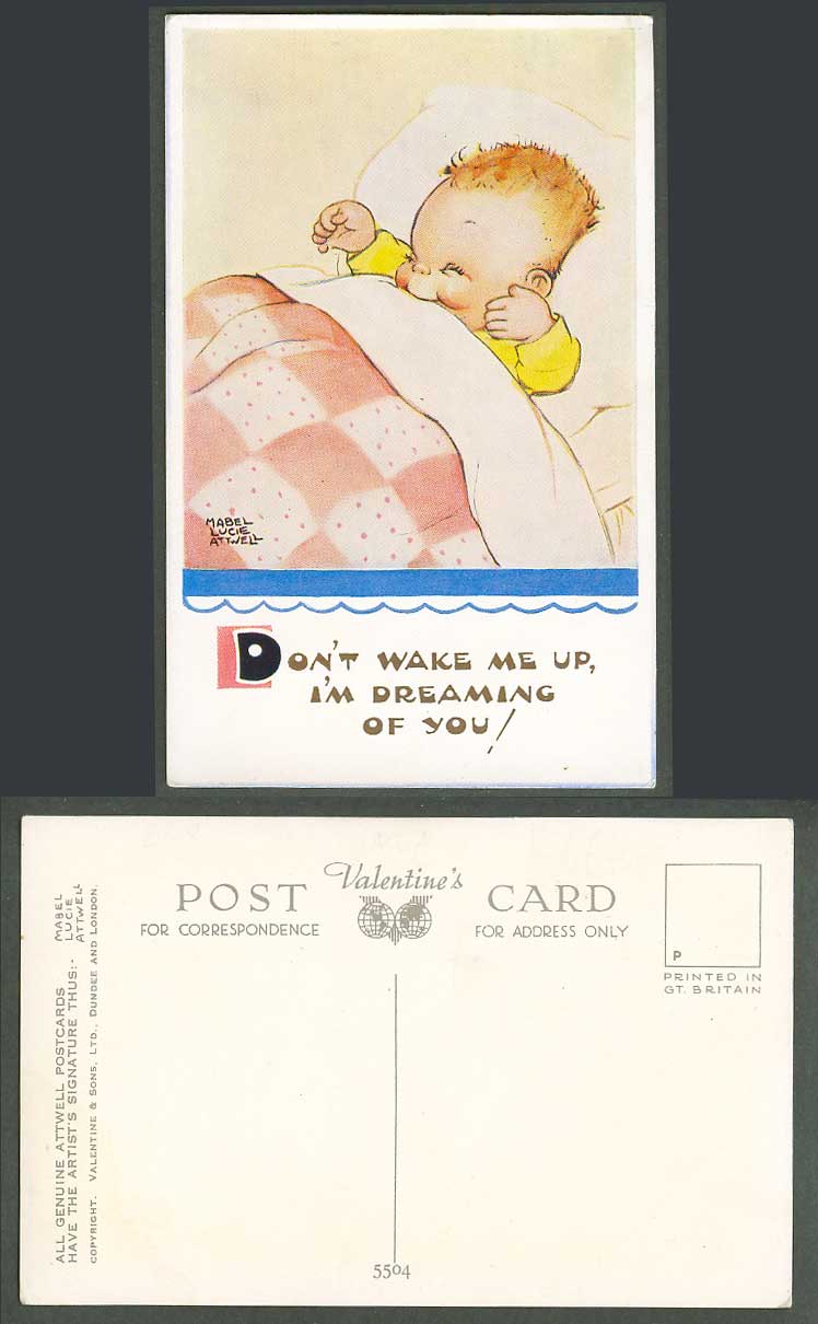 MABEL LUCIE ATTWELL Old Postcard Don't Wake Me Up I'm Dreaming of You! Baby 5504