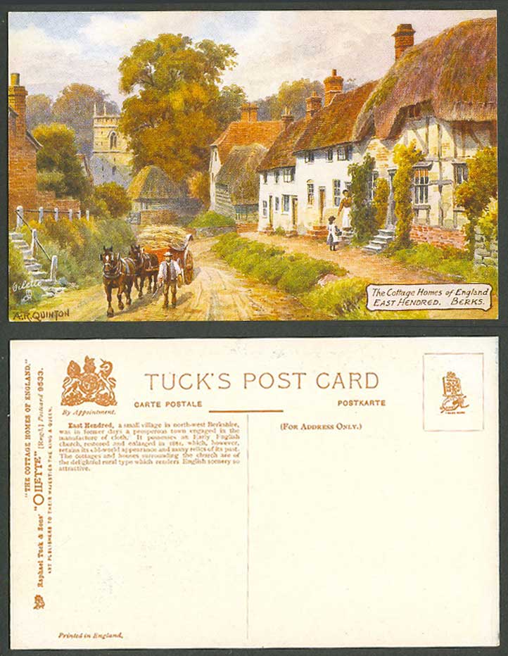 AR Quinton Old Tuck's Postcard Cottage Homes of England East Hendred Berks. 9533