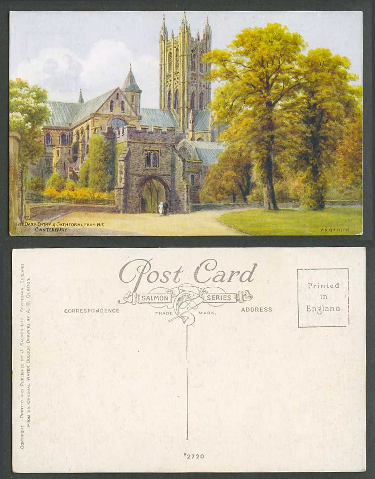 A.R. Quinton Old Postcard The Dark Entry, Cathedral from NE Canterbury Kent 2720