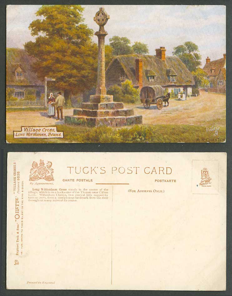 A.R. Quinton Old Tuck's Oilette Postcard Village Cross Long Wittenham Berks 9535
