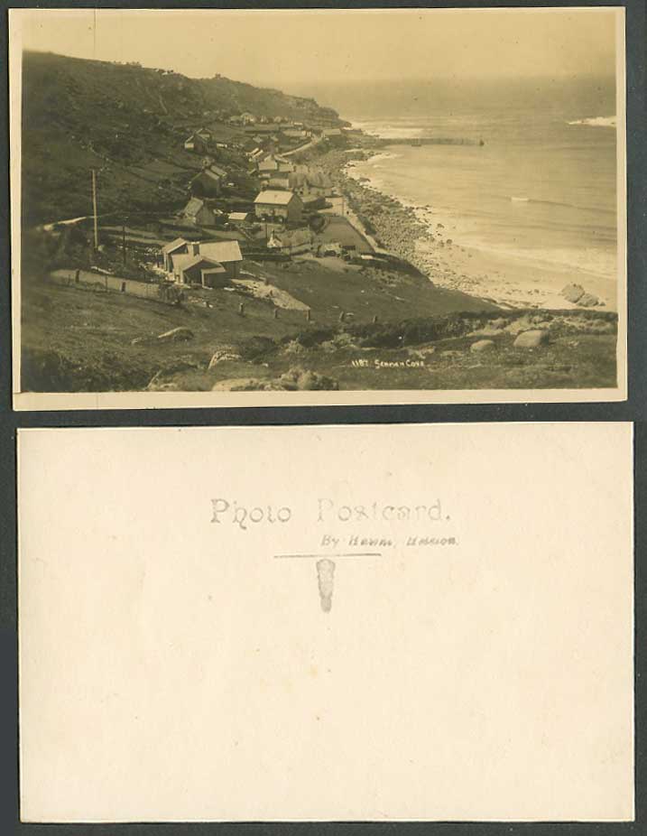 Sennen Cove Coastal Village Old Real Photo Postcard Beach Pier Seaside Panorama
