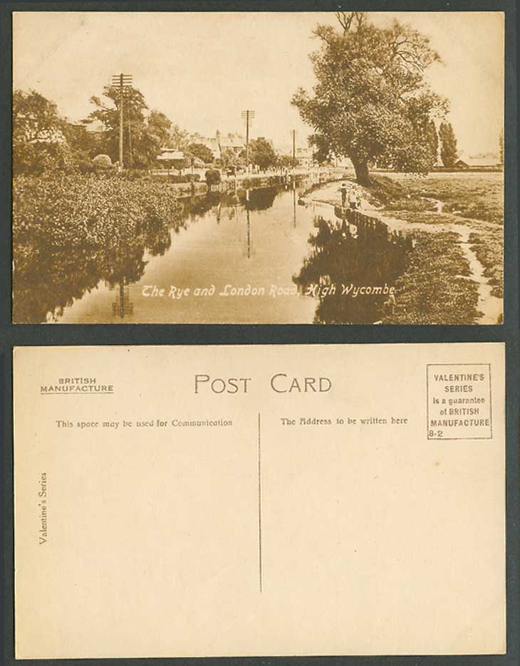 High Wycombe, The Rye and London Road River Scene, Buckinghamshire Old Postcard
